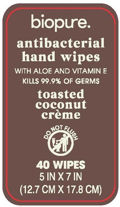 Antibacterial Wipes (Biopure Antibacterial Wipes Toasted Coconut Creme Label2)